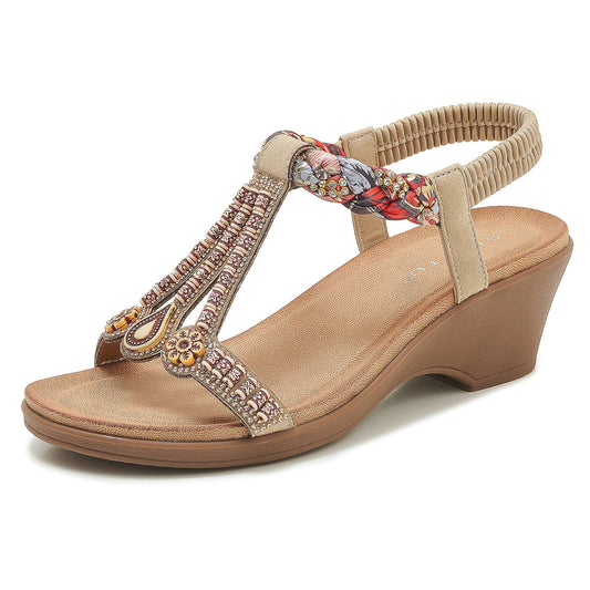 SIKETU | Women's Wedge Boho Sandals With Beads