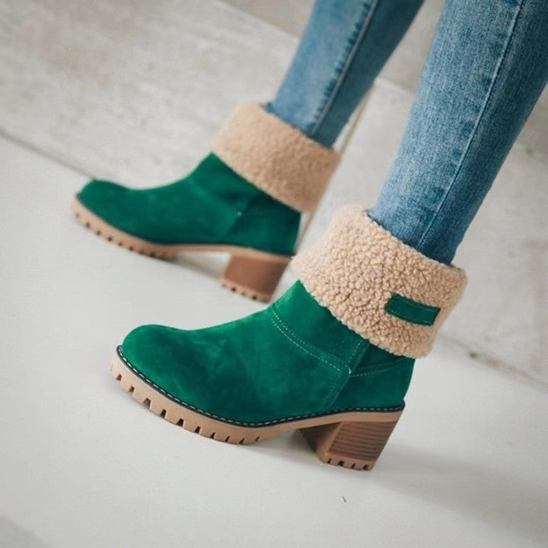 Women's Mid Calf Fur Lined Chunky Boots