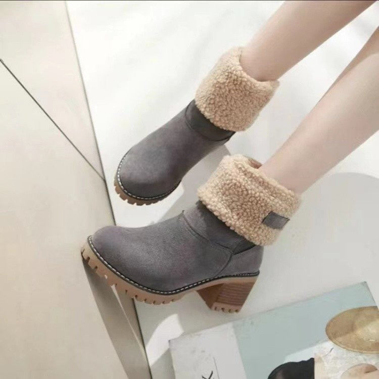 Women's Mid Calf Fur Lined Chunky Boots