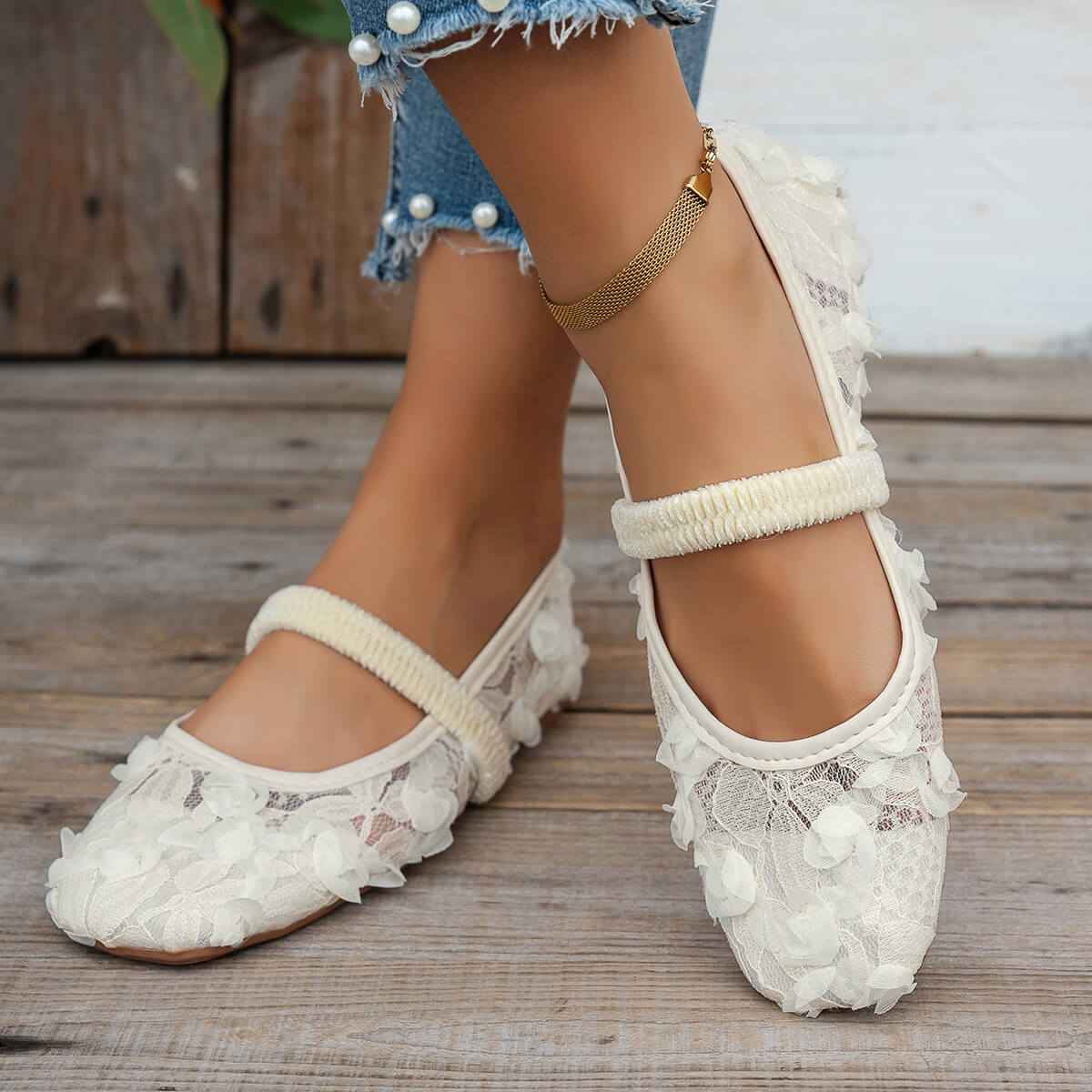 Rose Flora Mesh Ballet Flats