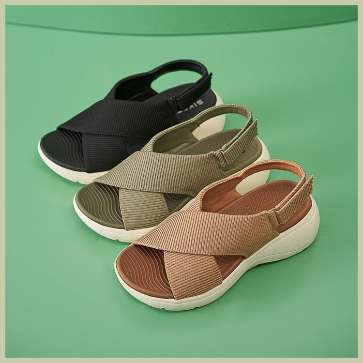 SIKETU | Cross-Band Wedge Ladies Walking Sandals