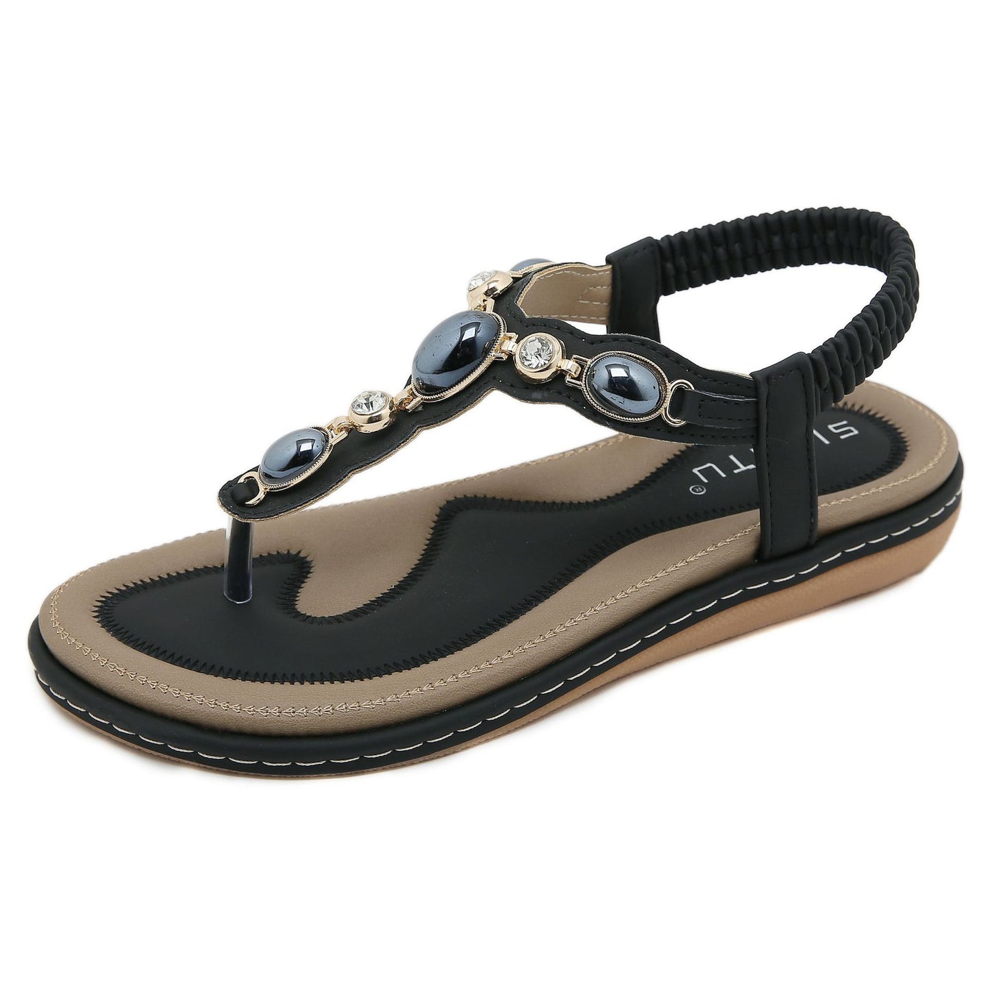 SIKETU | Flat Rhinestone Beach Sandals for Ladies