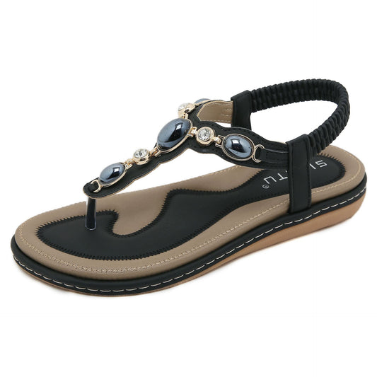 SIKETU | Flat Rhinestone Beach Sandals for Ladies