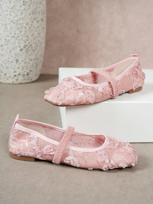 Lace Rose Floral Ballet Flats
