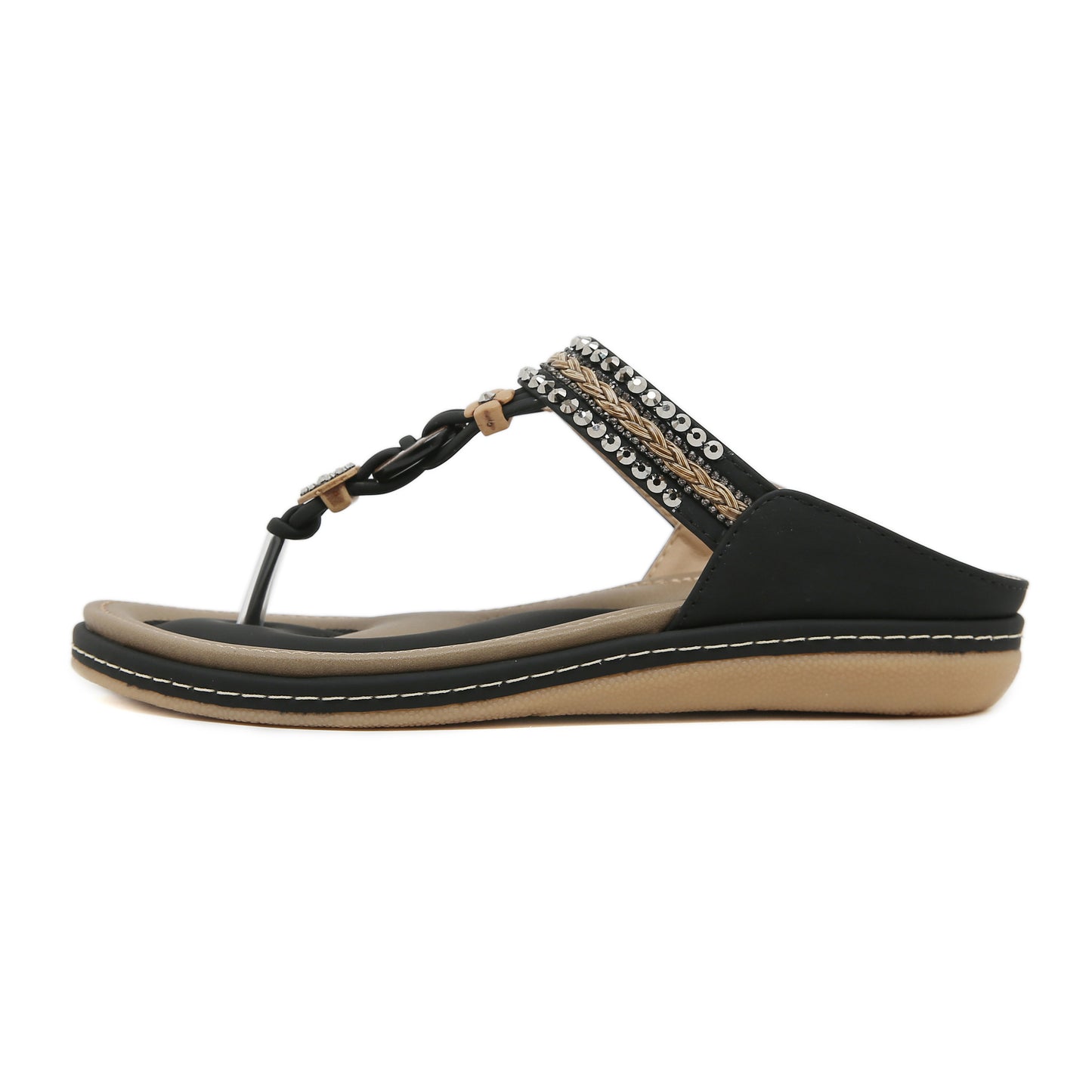 SIKETU | Bohemian Flip Flops With Beads and Rhinestones