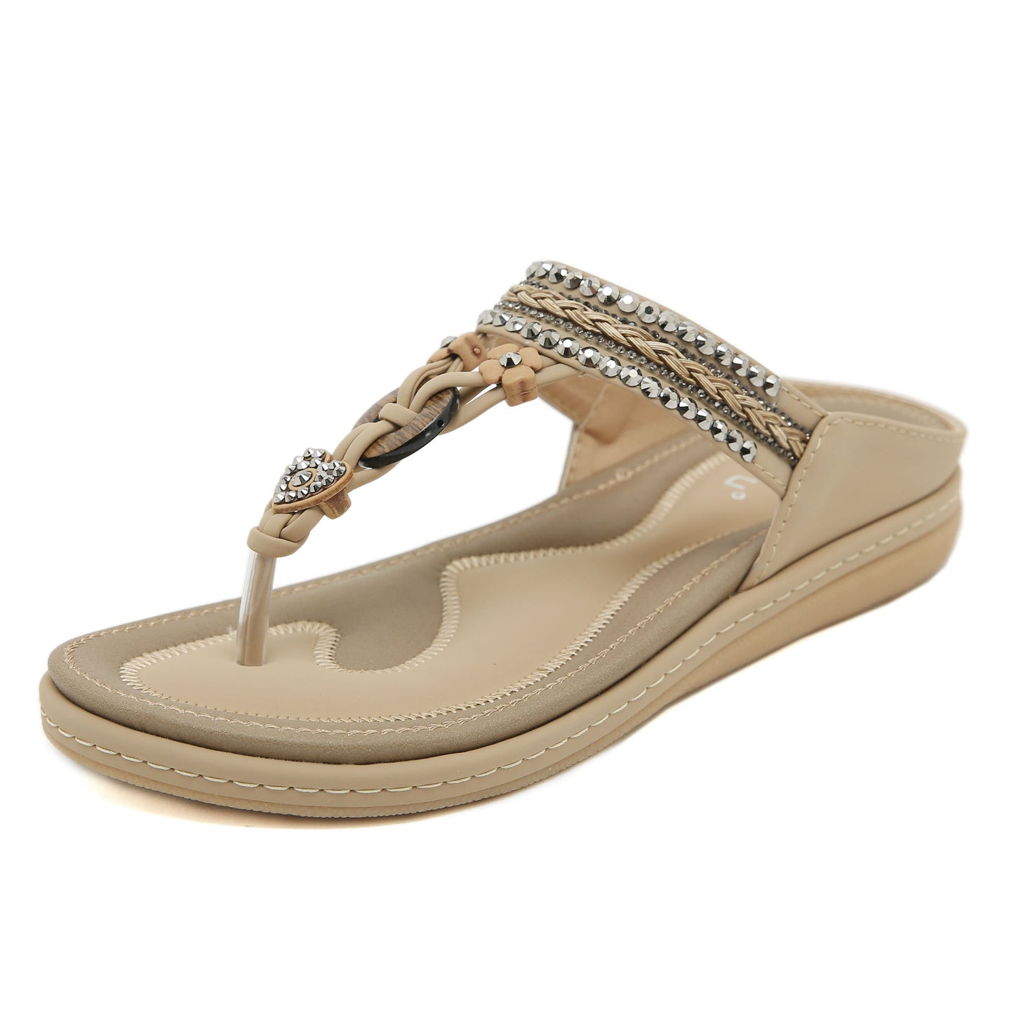 SIKETU | Bohemian Flip Flops With Beads and Rhinestones
