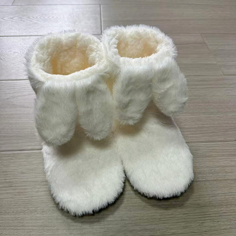 Women's Slipper Boots Fluffy Bunny Indoor House Shoes