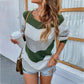 Color Block Striped Round Neck Knit Jumper Sweater