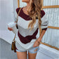 Color Block Striped Round Neck Knit Jumper Sweater