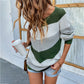 Color Block Striped Round Neck Knit Jumper Sweater