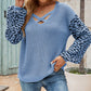 V-Neck Knit Tie-Front Leopard Print Jumper Sweater