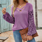V-Neck Knit Tie-Front Leopard Print Jumper Sweater