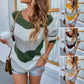 Color Block Striped Round Neck Knit Jumper Sweater