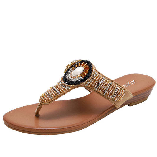 Beach Beaded Wedge Flip Flop