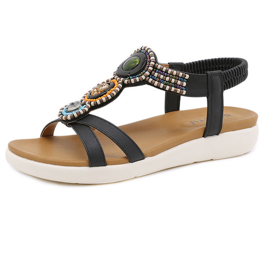 Bohemian Beaded Flat Sandals