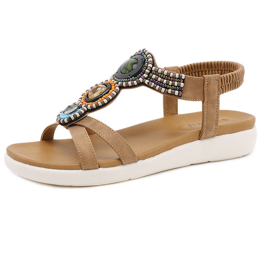 Bohemian Beaded Flat Sandals