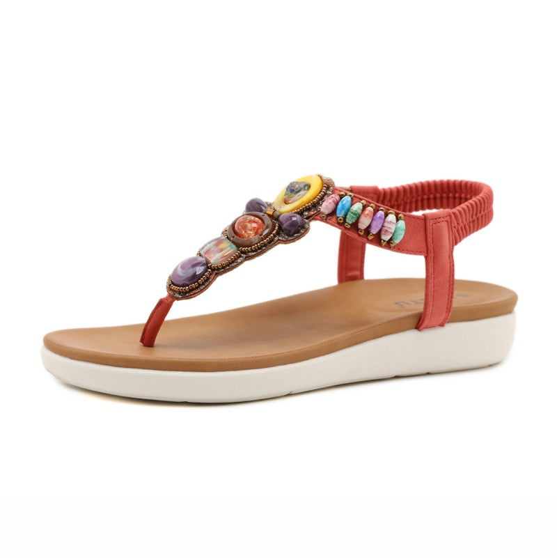 Bohemian Slingback Flip Flops With Beads