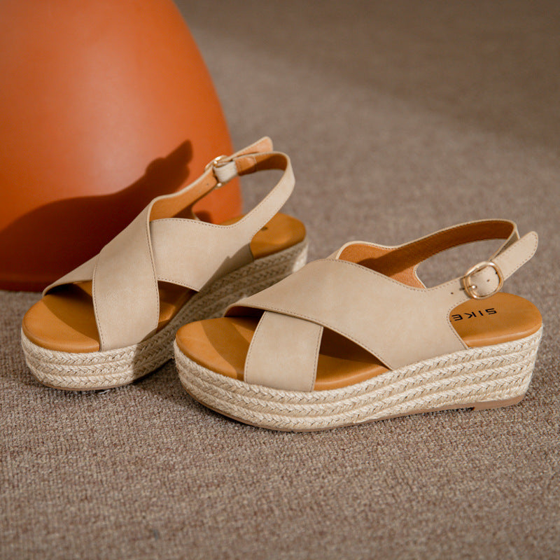 Boho Platform Cross Espadrille Sandals