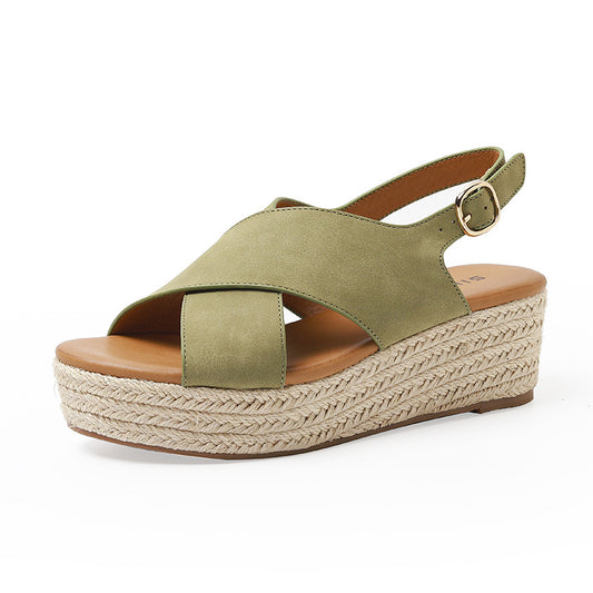 Boho Platform Cross Espadrille Sandals