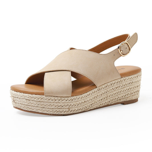 Boho Platform Cross Espadrille Sandals