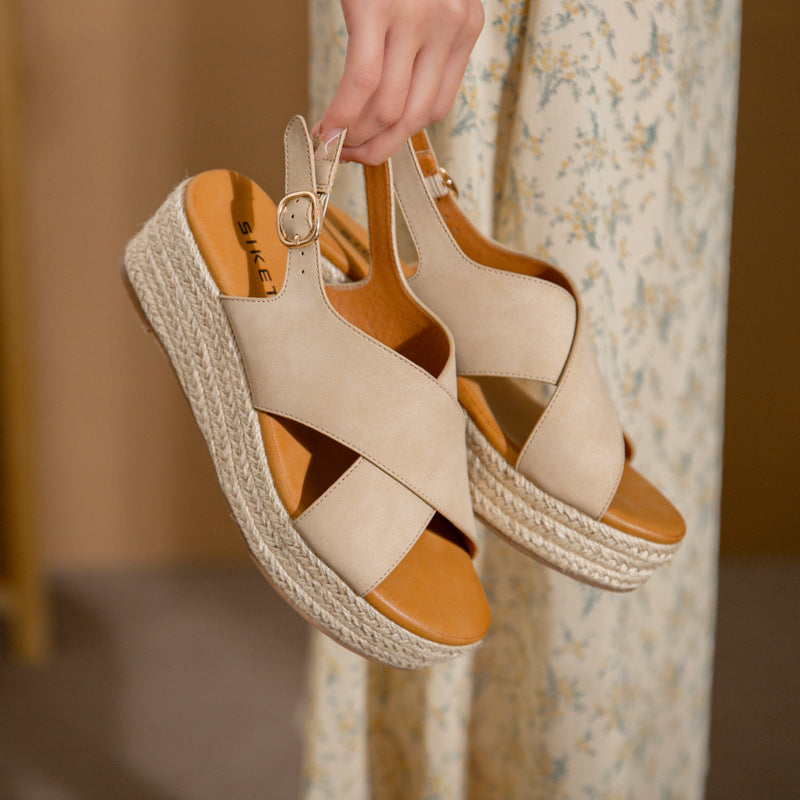 Boho Platform Cross Espadrille Sandals