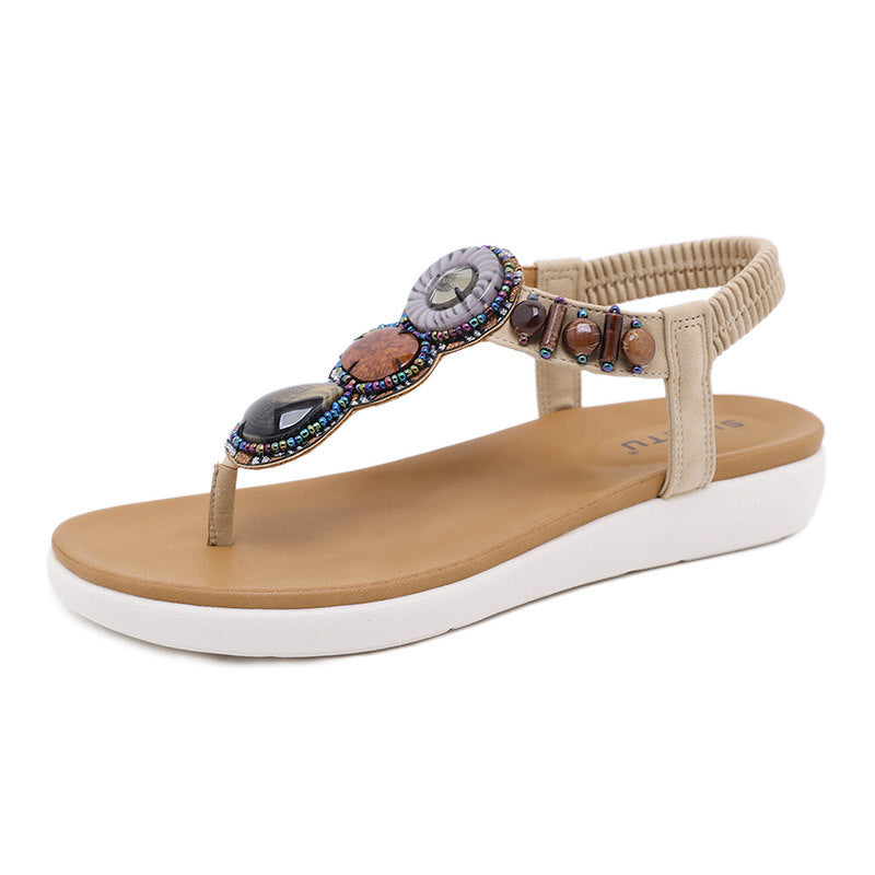 Boho Summer Sandals With Multicolor Beads