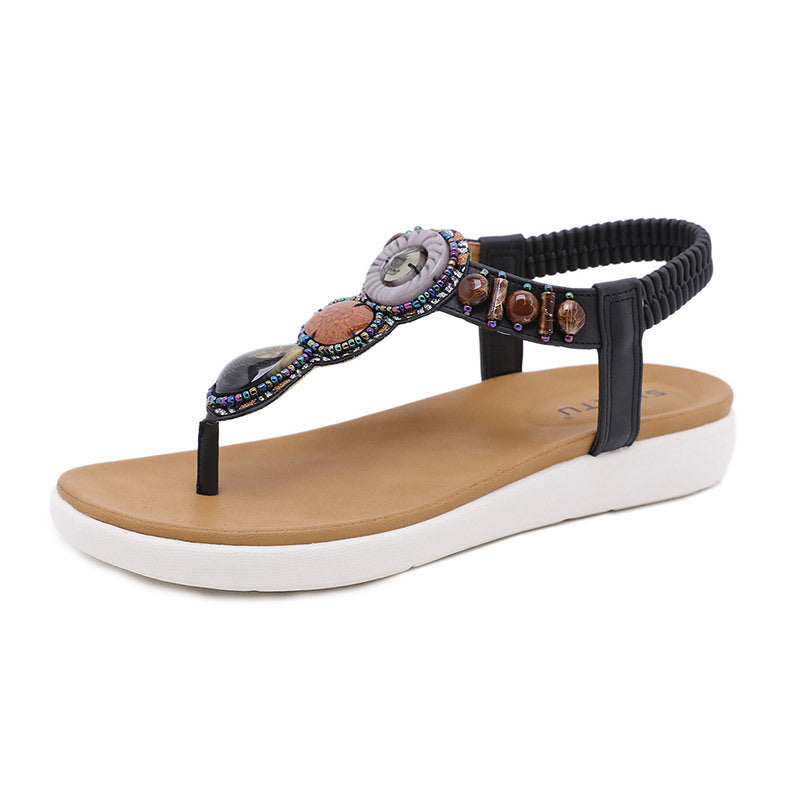 Boho Summer Sandals With Multicolor Beads