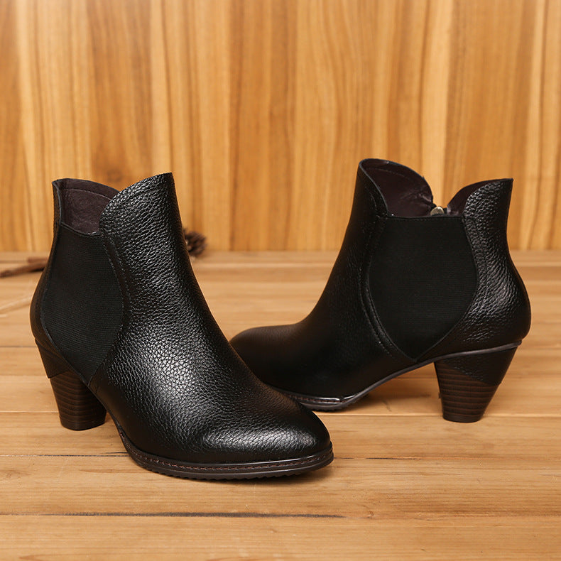 Classic Black handmade Leather Ankle Boots