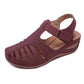 Closed Toe Velcro Wedge Sandals Wine