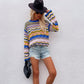 Round Neck Rainbow Crochet Sweater Jumpers