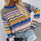 Round Neck Rainbow Crochet Sweater Jumpers