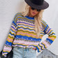 Round Neck Rainbow Crochet Sweater Jumpers