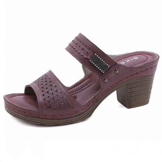 Double-strap Block-heel Sandals for Ladies