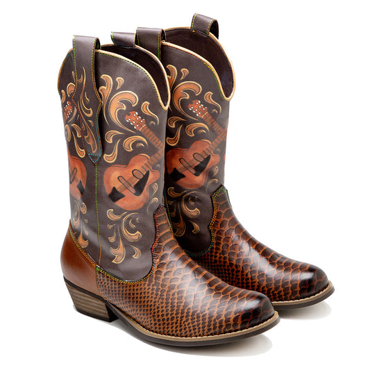 Fish Pattern Cowboy Boots