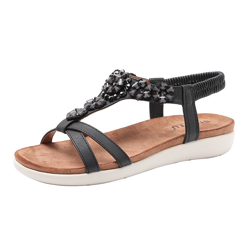 Flat Comfortable Sandals With Back Elastic Band