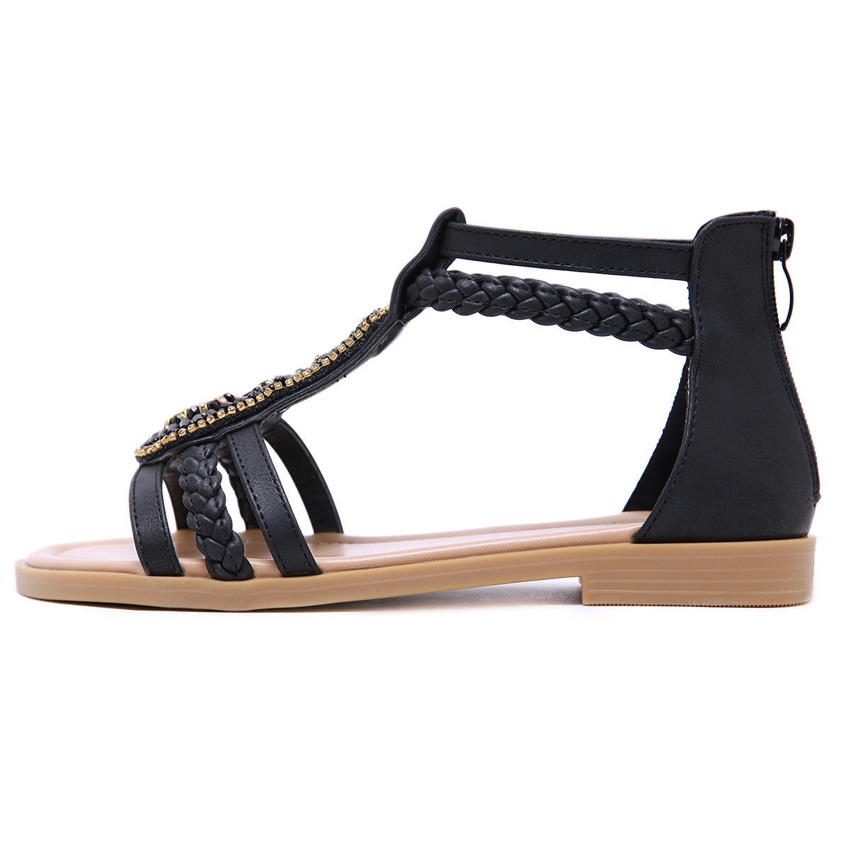 Flat Gladiator Sandals With Beads