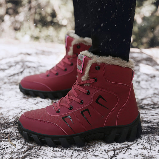 Fur Lined High Top Snow Boots Outdoor Winter Shoes