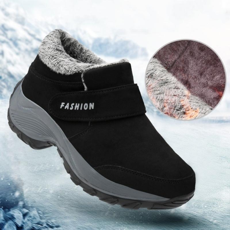 Fur Lined Velcro Platform Sneaker Shoes for Women