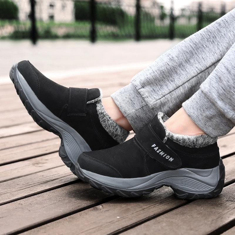 Fur Lined Velcro Platform Sneaker Shoes for Women