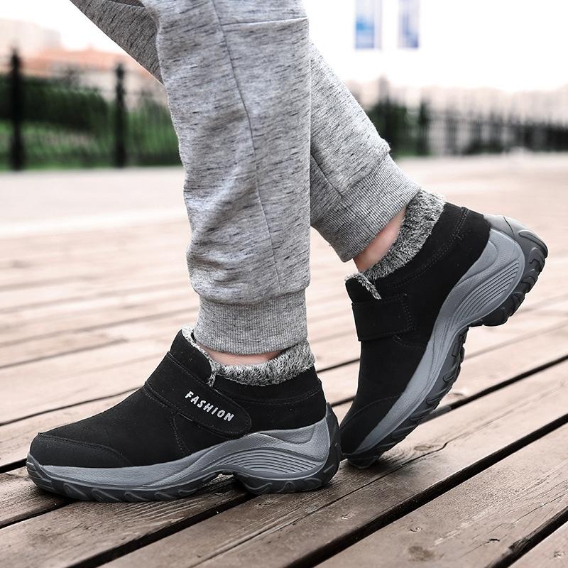 Fur Lined Velcro Platform Sneaker Shoes for Women