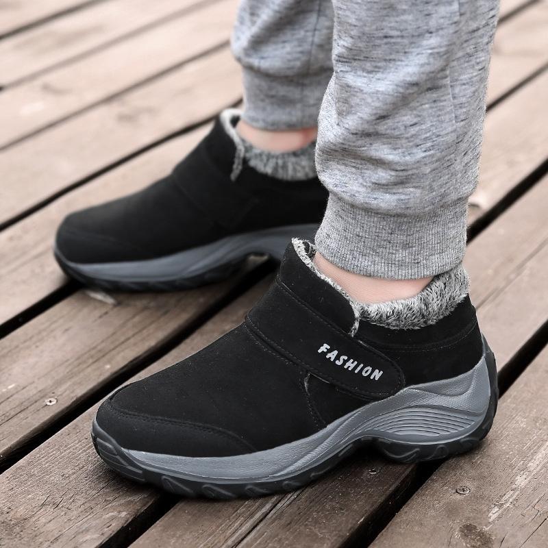 Fur Lined Velcro Platform Sneaker Shoes for Women