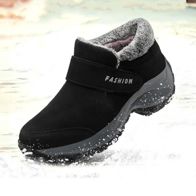 Fur Lined Velcro Platform Sneaker Shoes for Women