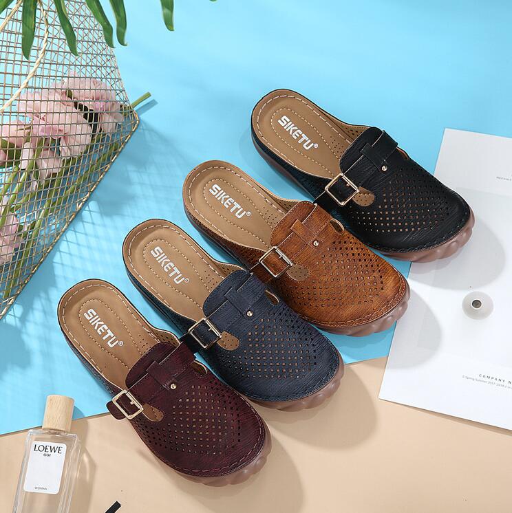 Hollow Out Wide Toe Box Mule Shoes