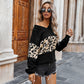Leopard Print Long Sleeve V-neck Sweater