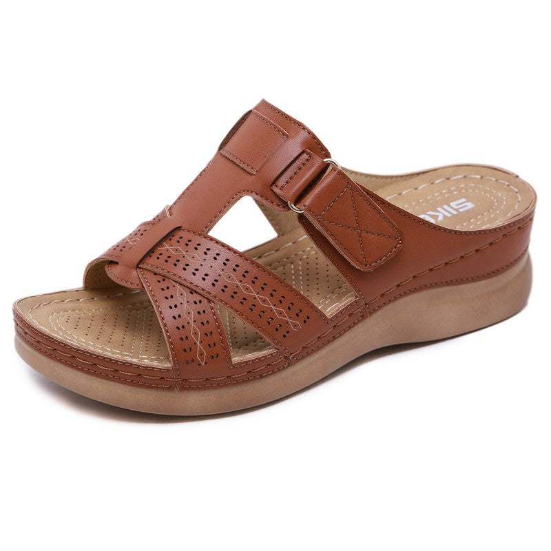 Lightweight Comfy Wedge Sandals Brown