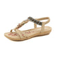Open Toe Beaded Slingback Flat Sandals