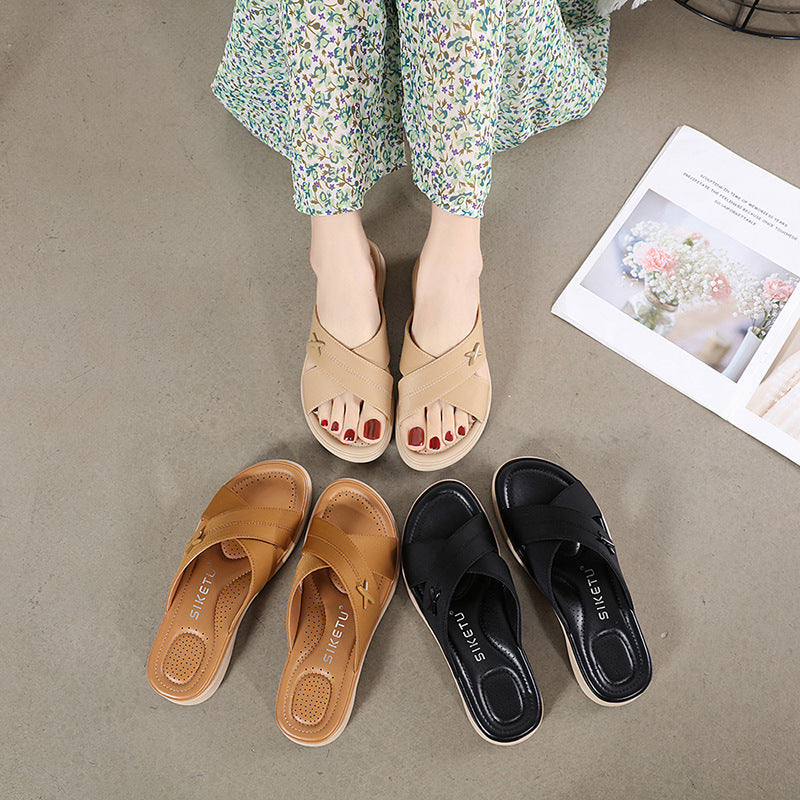 Open Toe Slip-on Flat Sandals