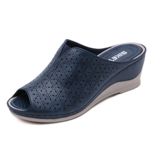 Peep Toe Perforated Wedge Sandals for Bunions