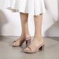 Perforation Block Heel Slide Sandals for Ladies
