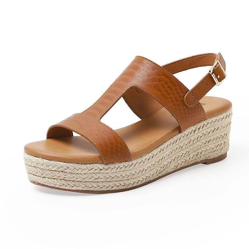 Platform Straw Sandals With Arch Support